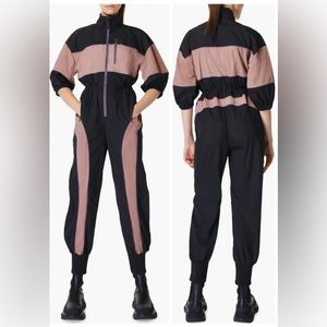 Sweaty Betty Statement Night Black Colorblock Nylon Jumpsuit Size XL